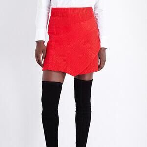 Maje Jario Red Textured Mini Skirt